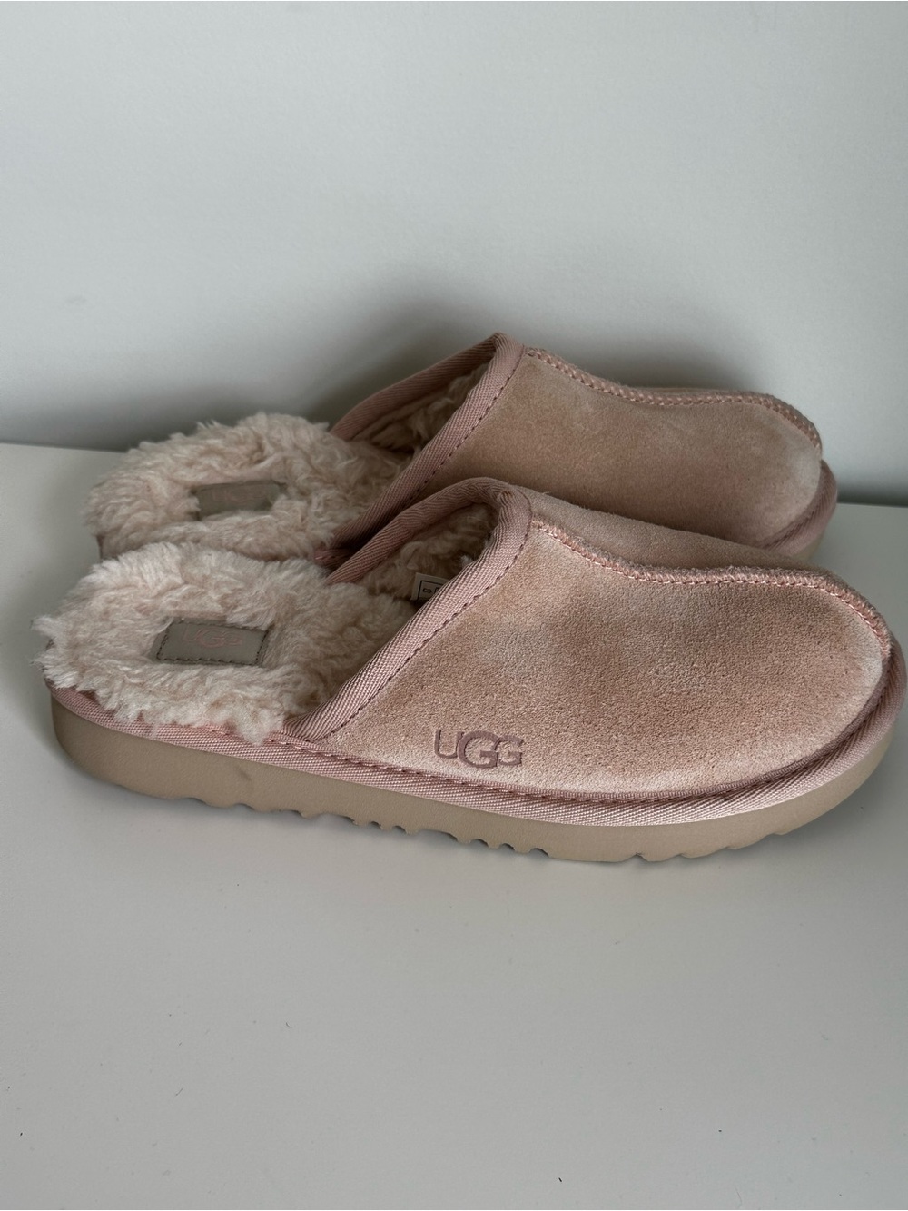 UGG Kids Blush Pink Suede Slide Slippers